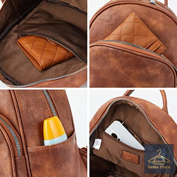 Mini Vegan Leather Backpack Purse Adjustable Straps Travel Shoulder Bag main image 4